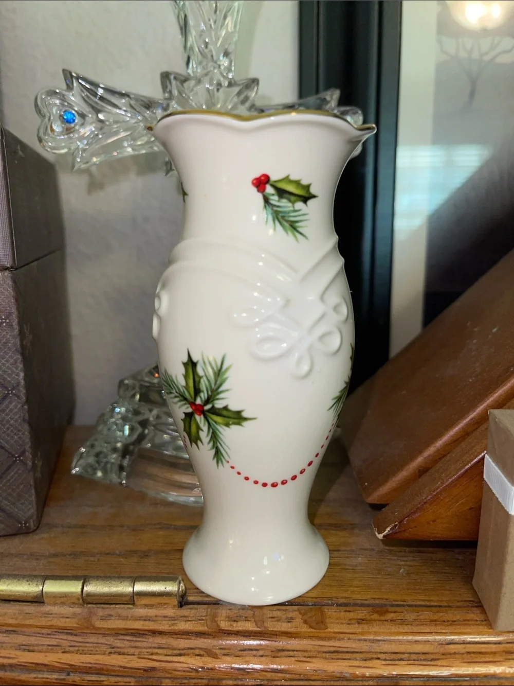 LENOX Holiday Holly 5” Vase - White